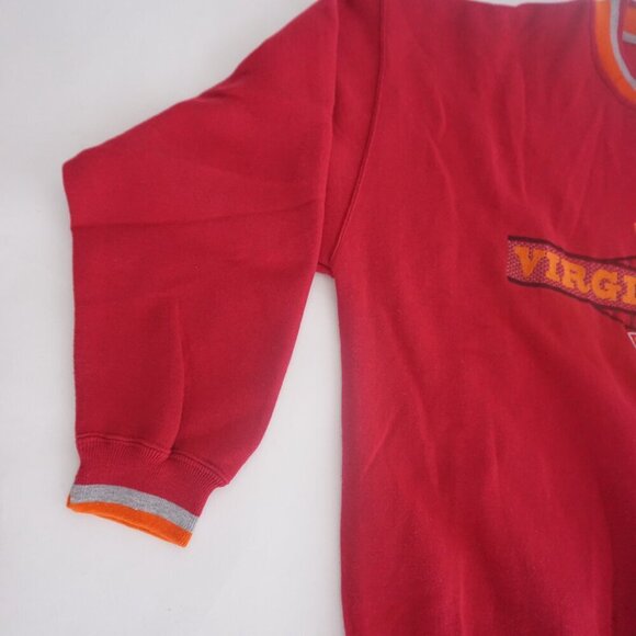 Vintage Starter Virginia Tech Hokies Red Orange Cotton Varsity Crewneck Sweater - Picture 7 of 11